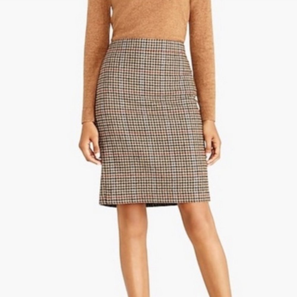 Wool Houndstooth Goosefoot Pattern Polyester/Wool Blend Pencil skirt